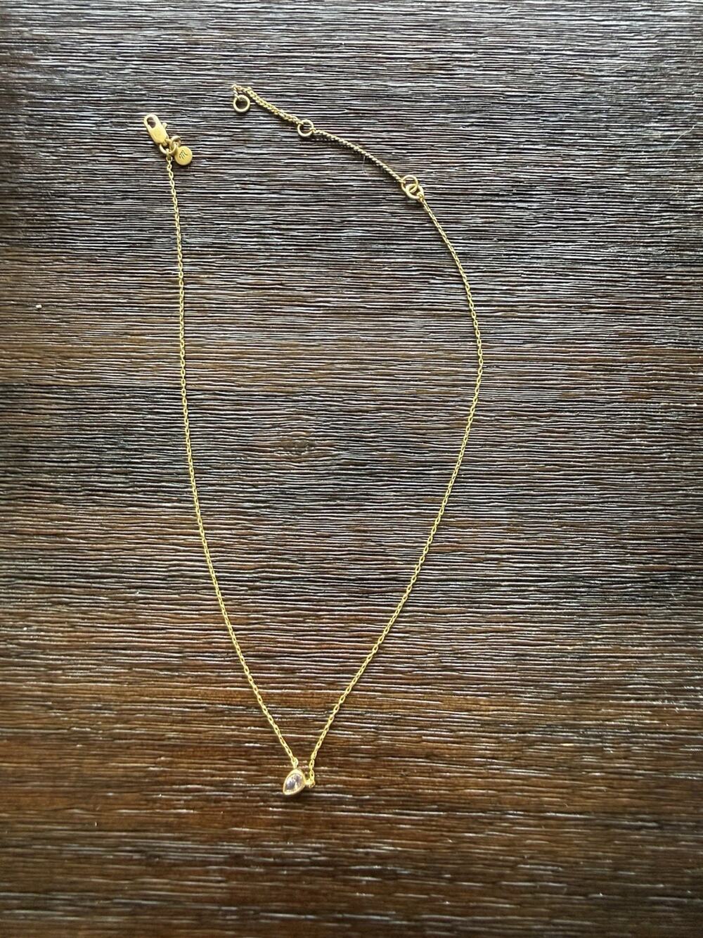 Madewell Gold Tone Purple Stone Pendant Necklace Delicate Chain Minimalist